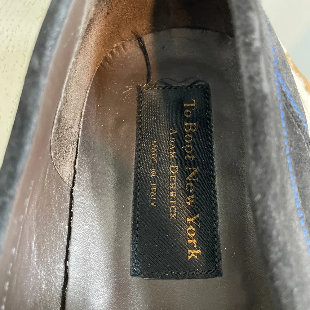 To Boot New York Adam Derrick Mens Black Suede Blue Stitch Loafers 11.5 Italy